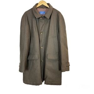 Pendleton Brown Wool Long Coat Men's Size 46‎ Zipper Button Thinsulate